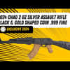 2024 Chad 2 oz Silver Assault Rifle Black & Gold Shaped Coin .999 Fine