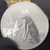 2022 2 oz Silver Australian Piedfort Dingo Mother and Baby