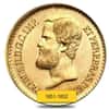 Brazil Gold 20,000 Reis Pedro II Coin AGW .5286 oz (1851-1889, Random Year) Avg Circ