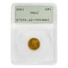 1861 $1 Gold Indian Princess Head Type 3 PCGS MS 62 (Rattler Holder)