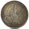 1868 - 1875 Peru 1 Sol Silver Coin Avg Circ ASW .7234 oz (Random Year)