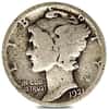 1921 Mercury Dime 90% Silver Coin Good