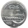 1985 Mexico 25 Pesos 1986 FIFA World Cup Silver Coin BU
