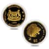 1999 0.9 oz Singapore Lion Proof Gold 4-Coin Set and 20 g Silver Ingot (w/Box & COA)