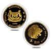 1999 0.9 oz Singapore Lion Proof Gold 4-Coin Set and 20 g Silver Ingot (w/Box & COA)