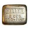 2 oz Keller Vintage Poured Silver Bar .999+ Fine