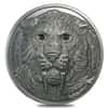 2013 1 oz Silver Saber Toothed Tiger - Smilodon Burkina Faso Antiqued Coin (w/Box & COA)