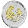 2016 1/2 oz Gilded Silver Lunar Year of The Monkey BU Australian Perth Mint In Cap