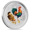 2017 2 oz Colorized Silver Lunar Rooster BU Australian Perth Mint