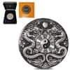 2019 Tuvalu 2 oz Silver Double Dragon High Relief Antiqued Coin (w/Box & COA)