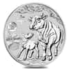 Box of 100 - 2021 1 oz Silver Lunar Year of The Ox Dragon Privy BU Australian Perth Mint In Cap (5 Rolls, Lot of 100)