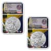 2021 (W) 1 oz Silver American Eagle T-1 & T-2 2-Coin Set NGC MS 70 FDOI (West Point Holder)