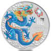 2024 1/2 oz Colorized Lunar Blue Dragon Silver Coin BU Perth Mint