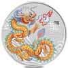 2024 1/2 oz Colorized Lunar Golden Dragon Silver Coin BU Perth Mint
