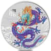 2024 1/2 oz Colorized Lunar Purple Dragon Silver Coin BU Perth Mint