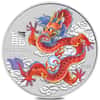 2024 1/2 oz Colorized Lunar Red Dragon Silver Coin BU Perth Mint