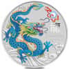 2024 1/2 oz Colorized Lunar Teal Dragon Silver Coin BU Perth Mint