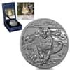 2017 1 oz Silver Snow Leopard - High Relief Animals Mongolia Antiqued Coin (w/Box & COA)