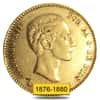 1876-1880 Spain 25 Pesetas Alfonso XII Gold Coin Avg Circ (Random Year)