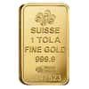 Box of 25 - 1 Tola Gold Bar PAMP Suisse Lady Fortuna Veriscan .9999 Fine (In Assay)