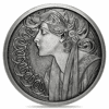 5 oz Mucha Collection Antiqued Silver Round .999 Fine (Random Design)