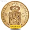 10 Guilder/Gulden Netherlands Gold Coin AGW .1947 oz AU/BU (Random Year)