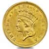 $1 Gold Indian Princess Head Type 3 Cleaned (Random Year, 1856-1889)