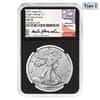 2021 1 oz Silver American Eagle T-2 NGC MS 70 FD Gaudioso Sign