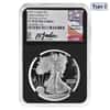2021-S 1 oz Proof Silver Eagle T-2 NGC PF 70 FD Gaudioso Sign