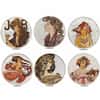 1 oz Alphonse Mucha Colorized Silver 6-Round Set .999 Fine