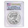 2019 W 1 oz Enhanced Rev. Proof Silver American Eagle PCGS PF 70 FS (Two Flags Label, Pride of Two Nations)