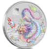 Box of 100 - 2024 1 oz Colorized Lunar White Dragon Silver Coin BU Perth Mint