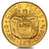 Colombia 5 Pesos Gold Coin Avg Circ AGW 0.2355 oz (1913-1930, Random Year)