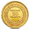 Tunisia Gold 20 Francs Avg Circ AGW .1867 (Random Year,1891-1904)