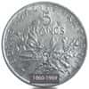 1960-1969 France 5 Francs Silver Coin Avg Circ (Random Year)