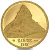 1987 Switzerland 1/4 oz Unze Helvetia Matterhorn Gold Round .9999 Fine