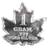 1 Gram Silver Canadian Maple Leaf Shaped Bar .999 Fine