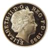 1999 1.284 oz QE2 Millennium Gold Proof Five Pound Crown (w/Box & COA)