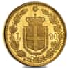 Italy Gold 20 Lire Umberto I Avg Circ (Random Year, 1879-1897)