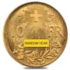 10 Swiss Francs Gold Coin 0.0933 AGW Avg Circ (1911-1922, Random Year)