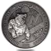 2021 Chad 2 oz Silver Bull vs Bear Pandemic Antiqued High Relief Coin (In Cap, Sealed)