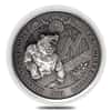 2021 Chad 2 oz Silver Bull vs Bear Pandemic Antiqued High Relief Coin (In Cap, Sealed)