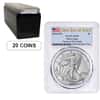 Box of 20 - 2024 (W) 1 oz Silver American Eagle PCGS MS 70 FDOI Flag