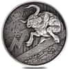 2021 Chad 2 oz Silver Bull vs Bear Pandemic Antiqued High Relief Coin (In Cap, Sealed)