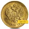 5 Roubles Russia Nicholas II Gold Coin AU AGW .1244 oz (1897-1911, Random Year)