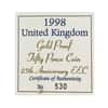 1998 Great Britain 50 Pence 25th Anniversary UK Membership Commemorative Proof Gold Coin (w/ COA)