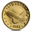 1988 America in Space U.S. Mint 1/4 oz Gold Medal