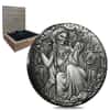2017 2 oz Tuvalu Norse Goddesses Frigg Antiqued High Relief Silver Coin (w/Box&COA)