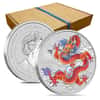 Roll of 20 - 2024 1 oz Colorized Lunar Red Dragon Silver Coin BU Perth Mint