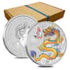 Roll of 20 - 2024 1 oz Colorized Lunar Yellow Dragon Silver Coin BU Perth Mint